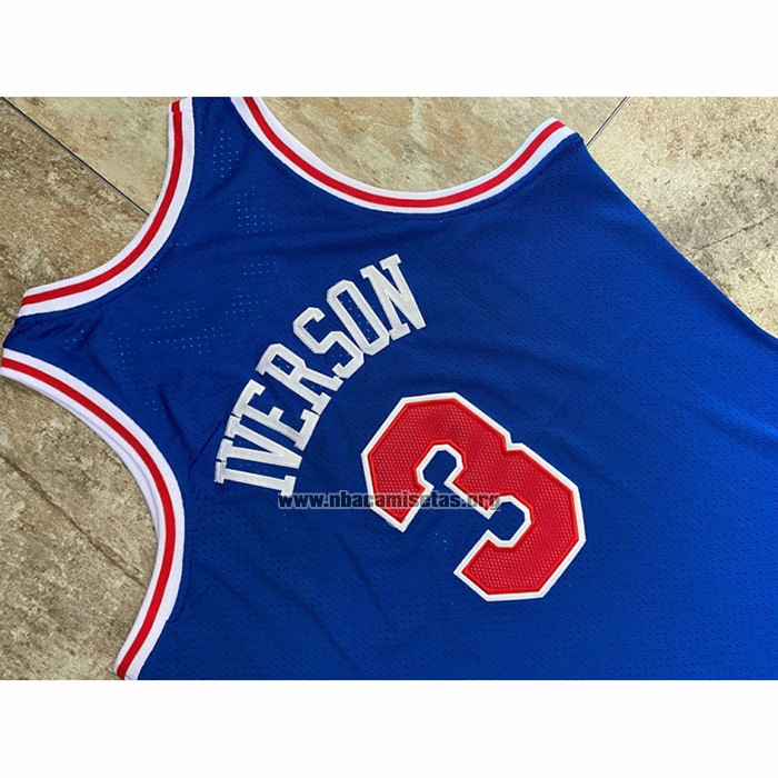 Camiseta Philadelphia 76ers Allen Iverson NO 3 Mitchell & Ness 1996-97 Azul